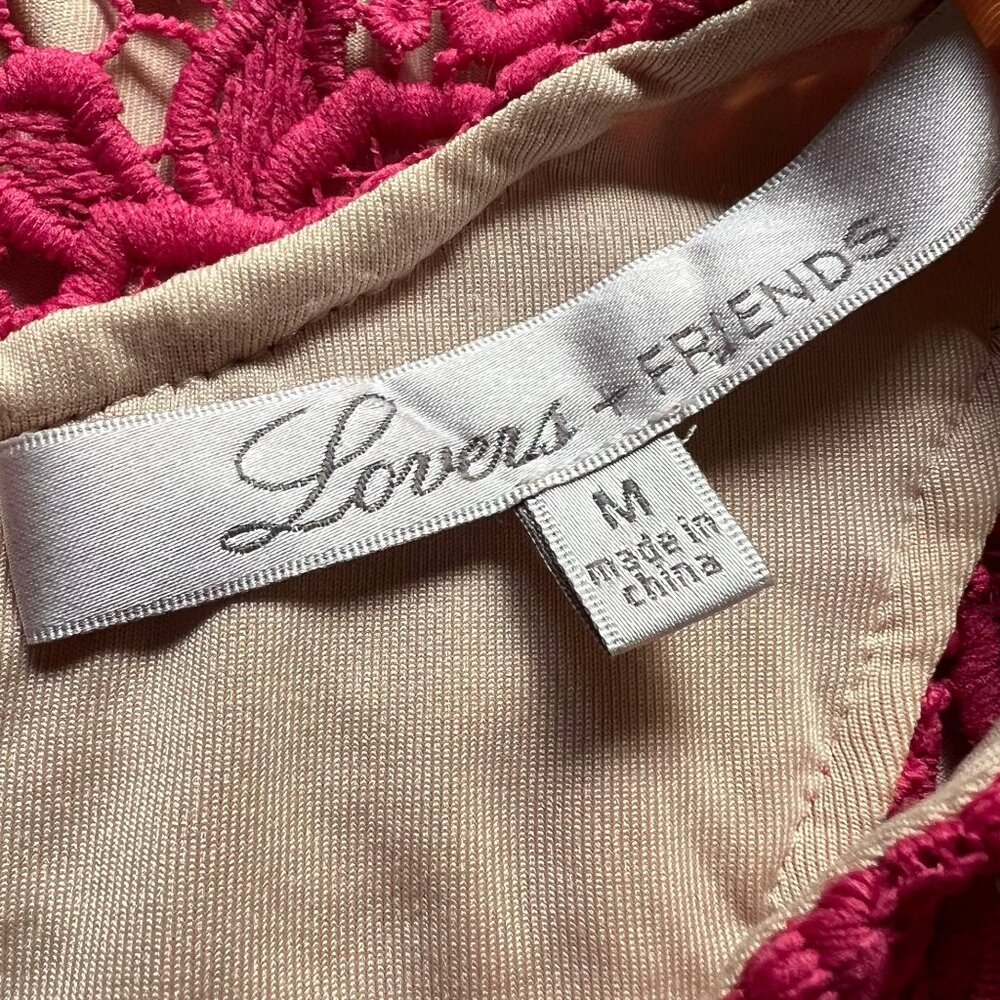 Lovers + Friends Size M Pink Radiant Sleeveless Lace Overlay Shift Mini Dress - Picture 10 of 10